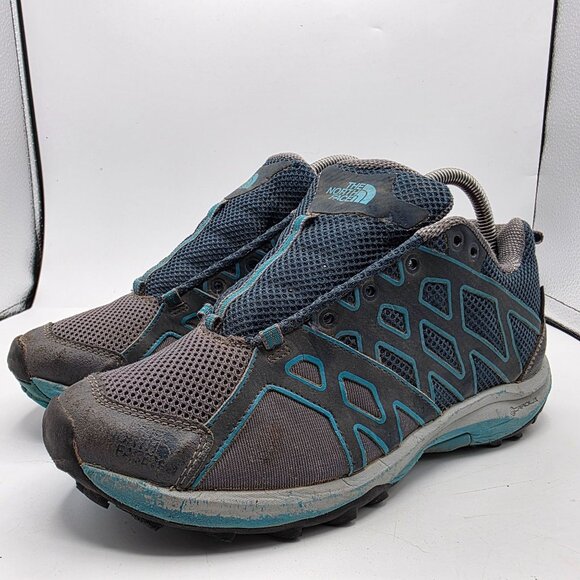 The North Face Hedgehog Guide Womens Size 8.5 Gray Blue GTX Hiking Shoes Camp - Picture 4 of 13